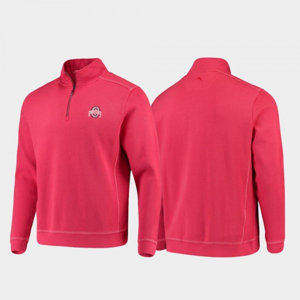 Ohio State Buckeyes Men's Half-Zip Pullover Tommy Bahama Sport Nassau Scarlet College Football Jacket 2404ROAR3